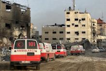 WHO/Chris Black WHO, OCHA and PRCS travelled to Nasser Hospital in Gaza to assess patients and facilitate transfer to other hospitals, 18 February 2024