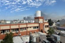 Smoke seen in a picture taken from the office of the director of Nasser Hospital. (Credit: OCHA/Olga Cherevko, 21 January 2024)